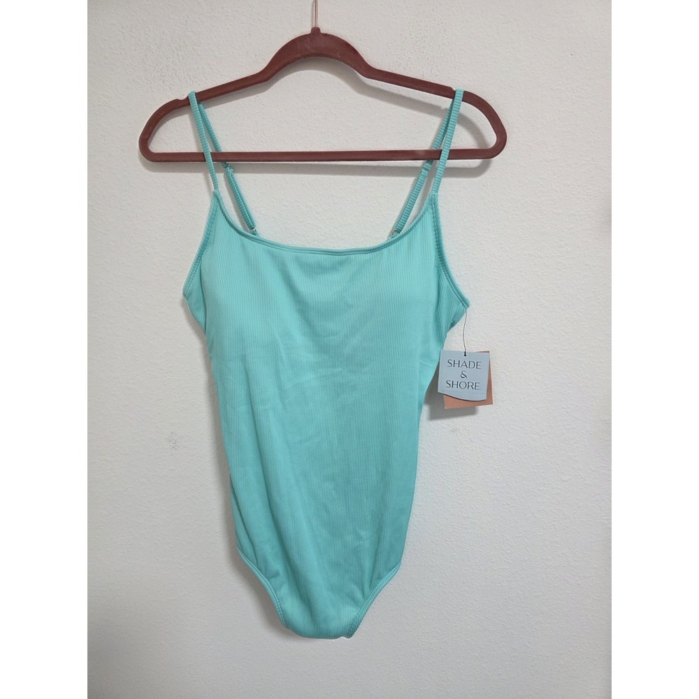 Shade and‎ shore one piece swimsuit women's Large Teal New With Tags